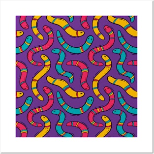 Serpent Dance: Cartoon Snake Pattern Posters and Art